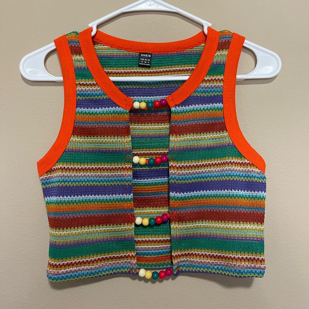 Colorful Striped Knit Tank Top